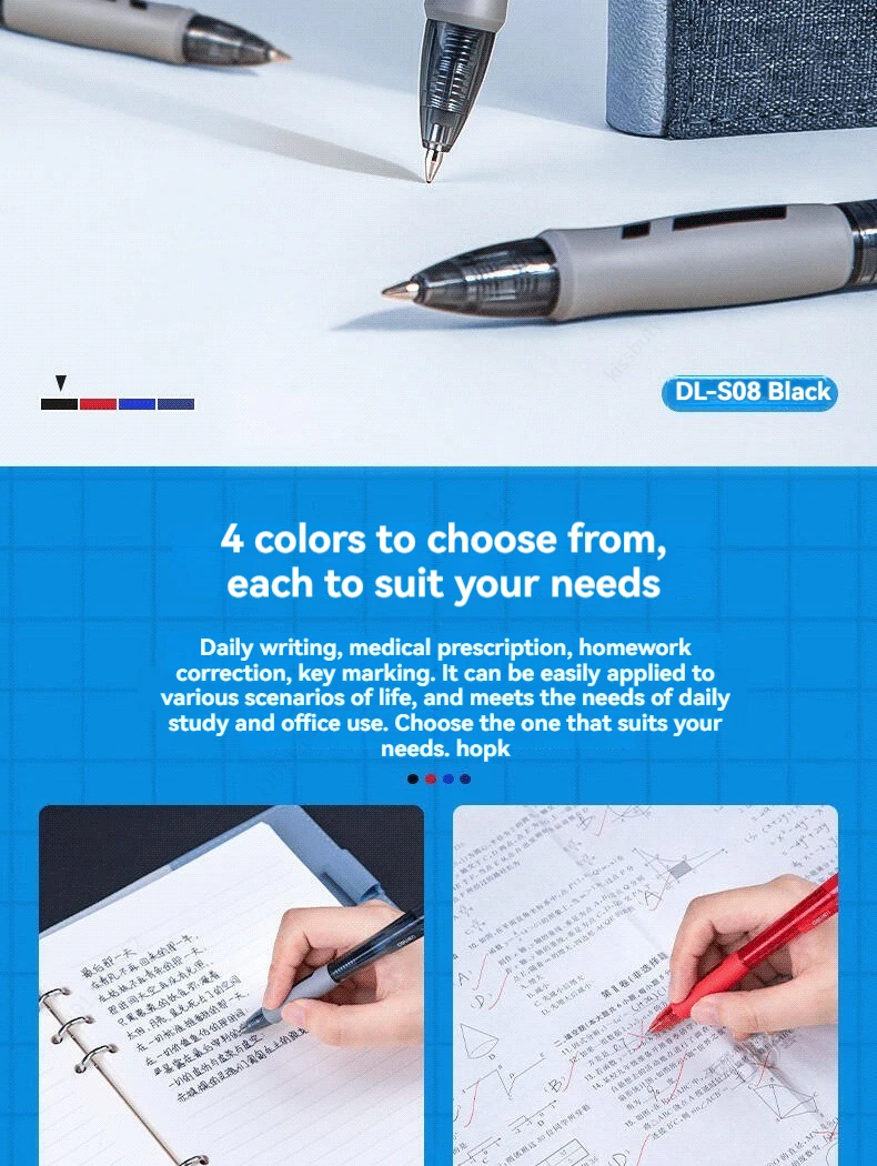 12Pcs Set deli Ballpen Retractable Gel Pens Black Blue Ink 0.5mm Ballpoint Replaceable Refills Office School Supplies Stationery