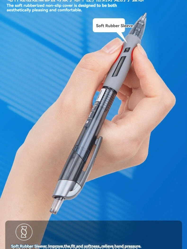 12Pcs Set deli Ballpen Retractable Gel Pens Black Blue Ink 0.5mm Ballpoint Replaceable Refills Office School Supplies Stationery
