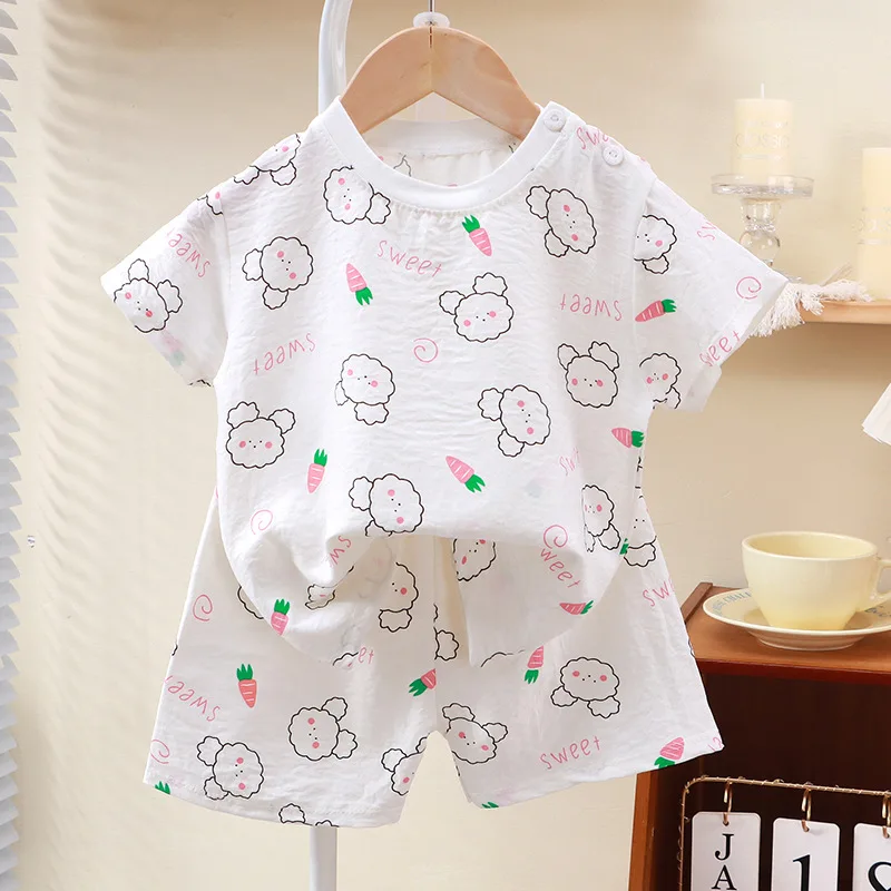 New Summer Children Clothes Pajama Set Soft Solid Color Comfortable Clothing Kids Girls Boys Pajamas Sleepwear