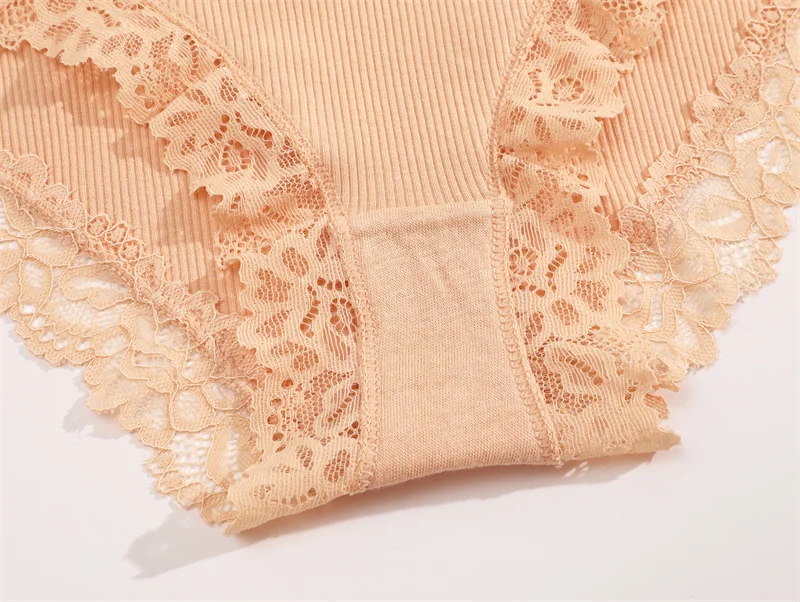 3PCS/Set Sexy Lace Cotton Panties for Women Flroal Lace Seamless Briefs Low Rise Lingerie Female Breathable Soft Underwear S-XL