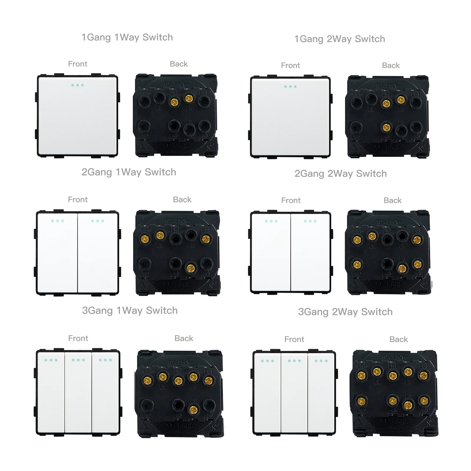 BSEED 1/2/3Gang 1/2Way Wall Button Switch Wall Power Socket Electrical Outlets Part Glass Frame DIY Module Part Free Combination