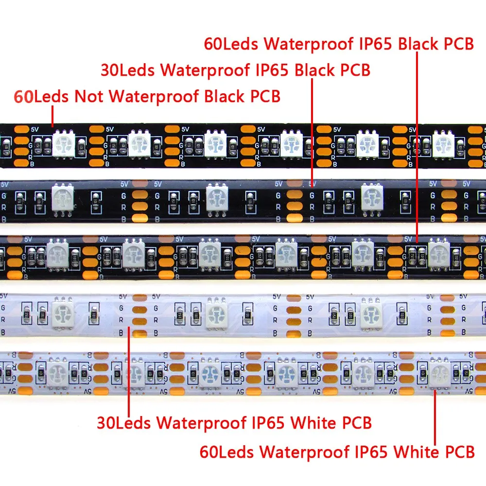 USB LED Strip Light 5V RGB Waterproof Black PCB 5050 0.5m 1m 2m 3m 4m 5m Led Strip Light Tape PC TV Backlight Remote Controller