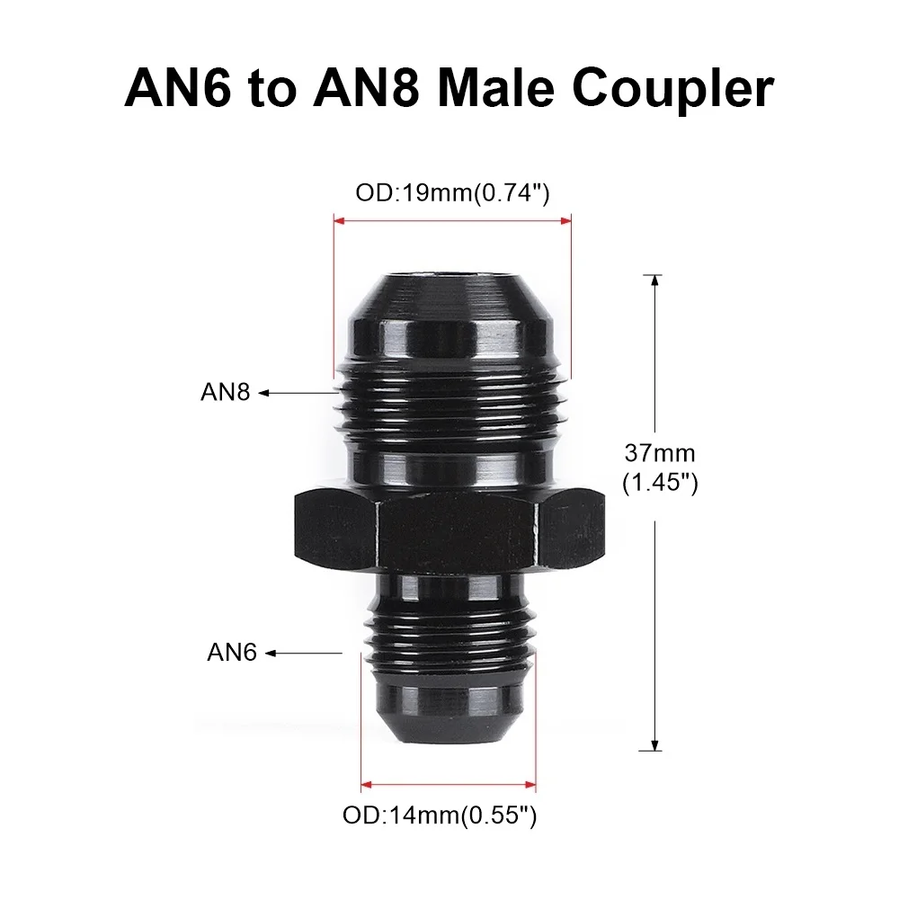 Oil Fuel Hose End Adapter an Straight AN Male To AN Male Coupler AN4 AN6 AN8 AN10 Fittings Aluminum Male Flare AN8 Fitting