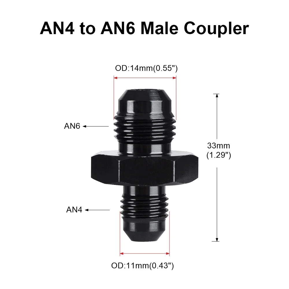 Oil Fuel Hose End Adapter an Straight AN Male To AN Male Coupler AN4 AN6 AN8 AN10 Fittings Aluminum Male Flare AN8 Fitting