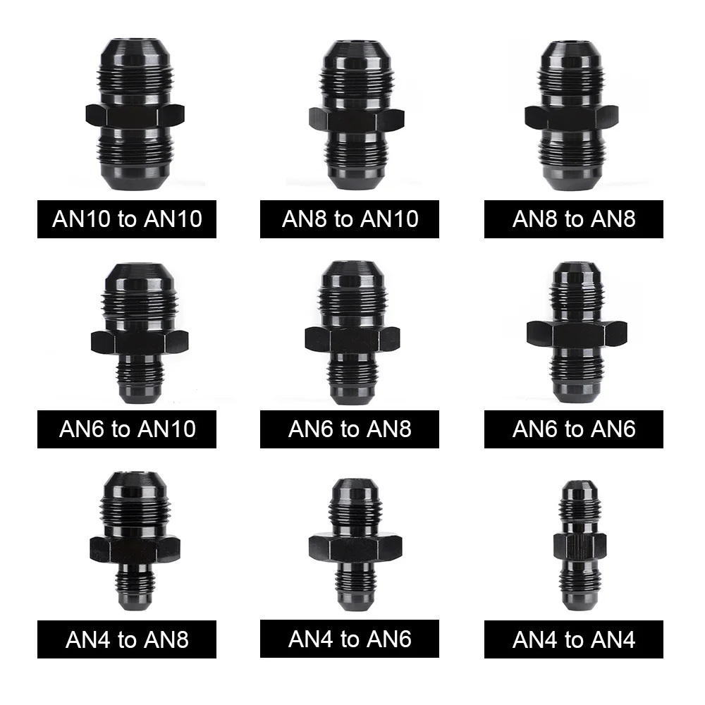 Oil Fuel Hose End Adapter an Straight AN Male To AN Male Coupler AN4 AN6 AN8 AN10 Fittings Aluminum Male Flare AN8 Fitting