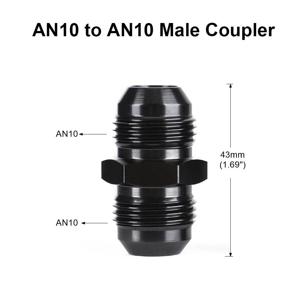 Oil Fuel Hose End Adapter an Straight AN Male To AN Male Coupler AN4 AN6 AN8 AN10 Fittings Aluminum Male Flare AN8 Fitting