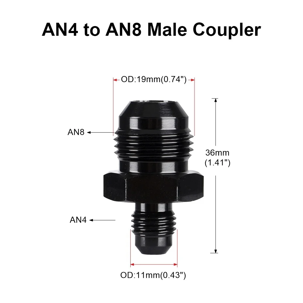 Oil Fuel Hose End Adapter an Straight AN Male To AN Male Coupler AN4 AN6 AN8 AN10 Fittings Aluminum Male Flare AN8 Fitting
