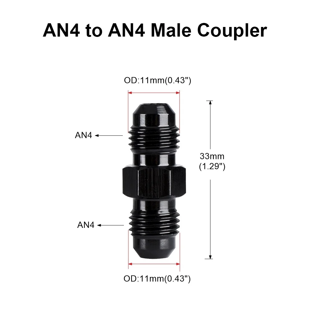Oil Fuel Hose End Adapter an Straight AN Male To AN Male Coupler AN4 AN6 AN8 AN10 Fittings Aluminum Male Flare AN8 Fitting
