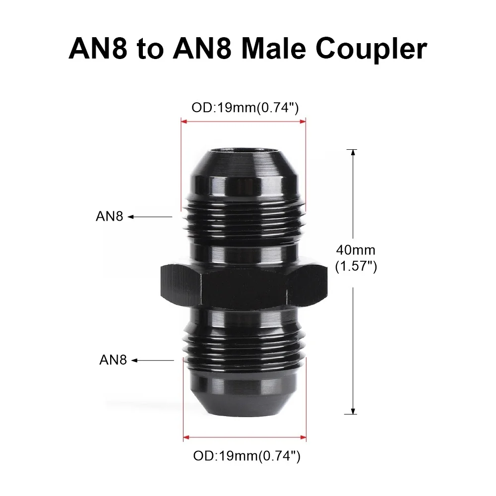Oil Fuel Hose End Adapter an Straight AN Male To AN Male Coupler AN4 AN6 AN8 AN10 Fittings Aluminum Male Flare AN8 Fitting