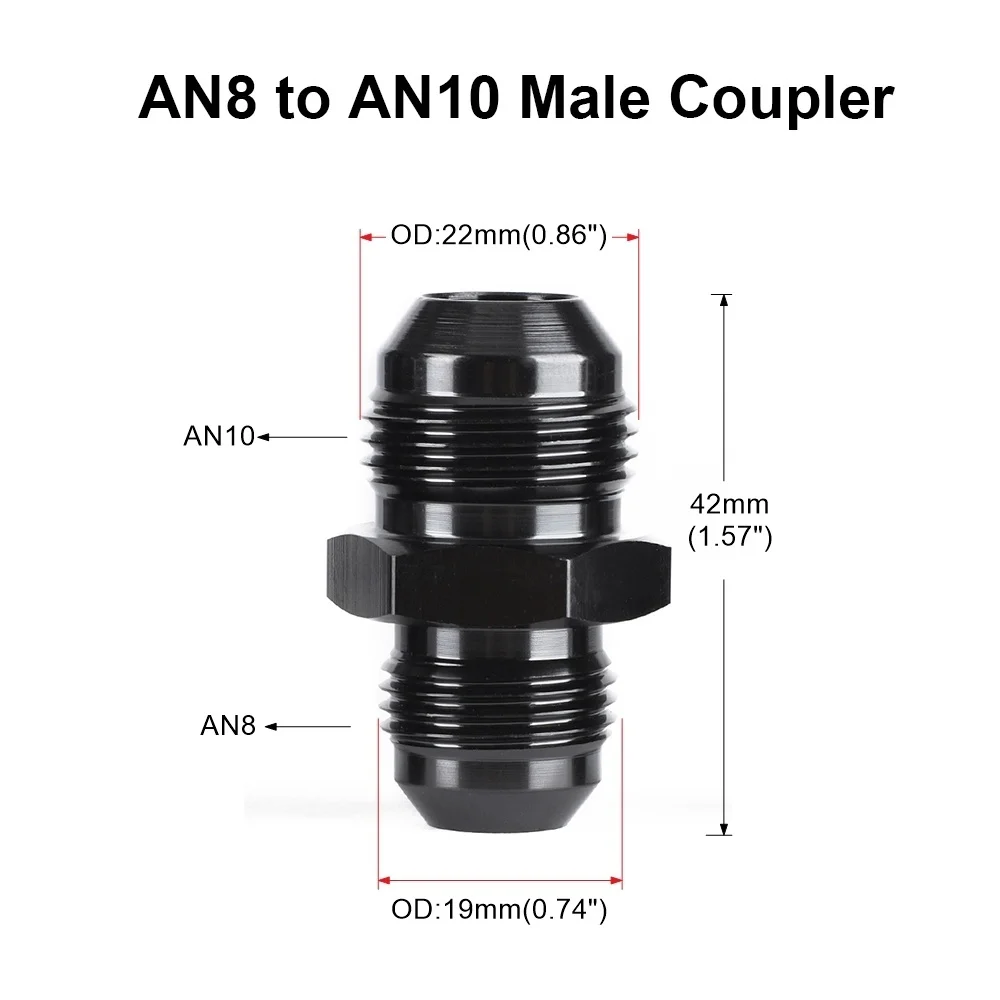 Oil Fuel Hose End Adapter an Straight AN Male To AN Male Coupler AN4 AN6 AN8 AN10 Fittings Aluminum Male Flare AN8 Fitting