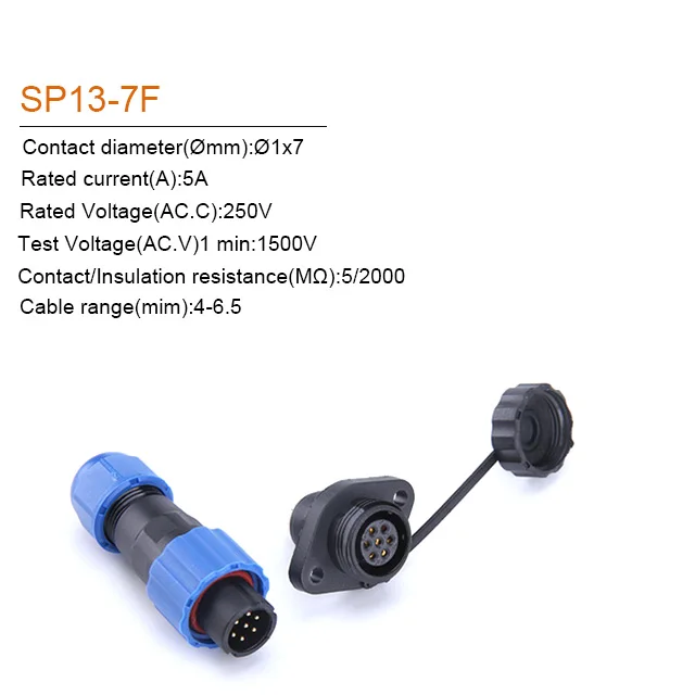 SP13 Waterproof Connector IP68 1/2/3/4/5/6/7/9 Pin Cable Connectors Male/Female Plug And Socket Nut/Flange/Docking