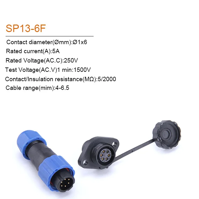SP13 Waterproof Connector IP68 1/2/3/4/5/6/7/9 Pin Cable Connectors Male/Female Plug And Socket Nut/Flange/Docking