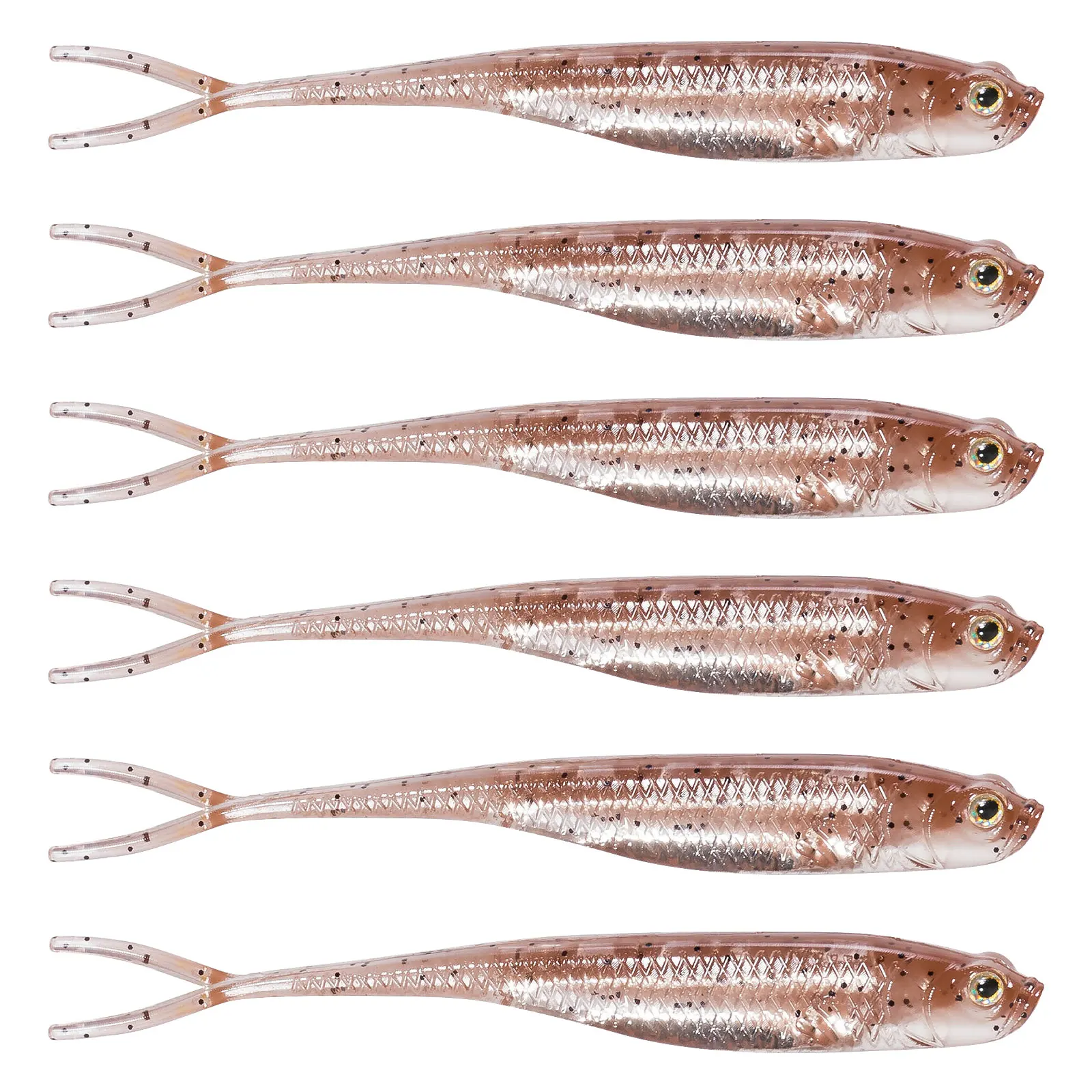 Dr.Fish 5/6pcs Fishing Soft Lure Plastic Saltwater Fork Tail Drop Shot Silicone Soft Bait Worm Bass Trout Pike Walleye Weedless