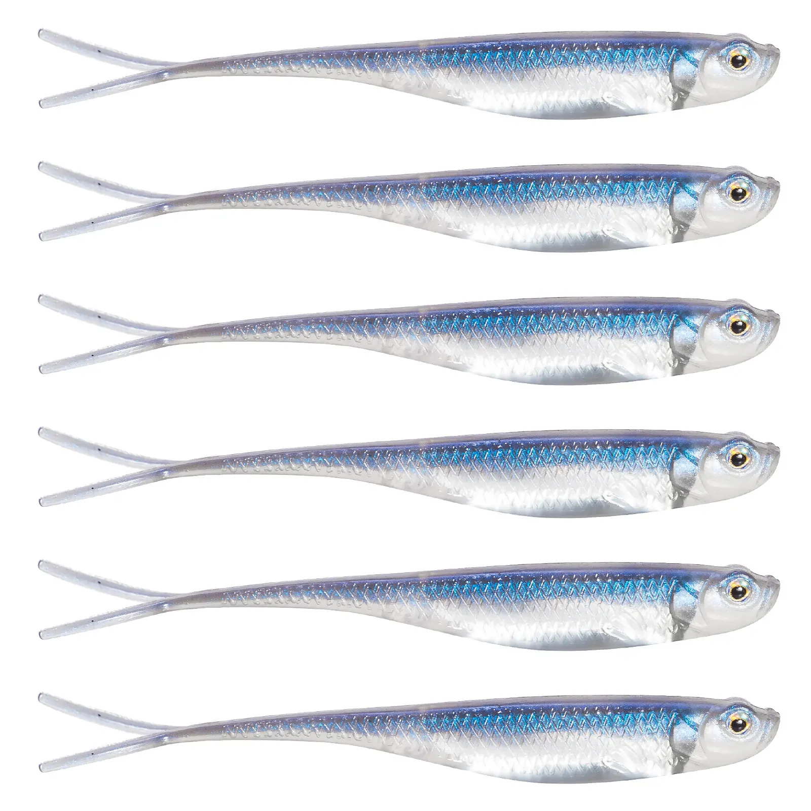 Dr.Fish 5/6pcs Fishing Soft Lure Plastic Saltwater Fork Tail Drop Shot Silicone Soft Bait Worm Bass Trout Pike Walleye Weedless