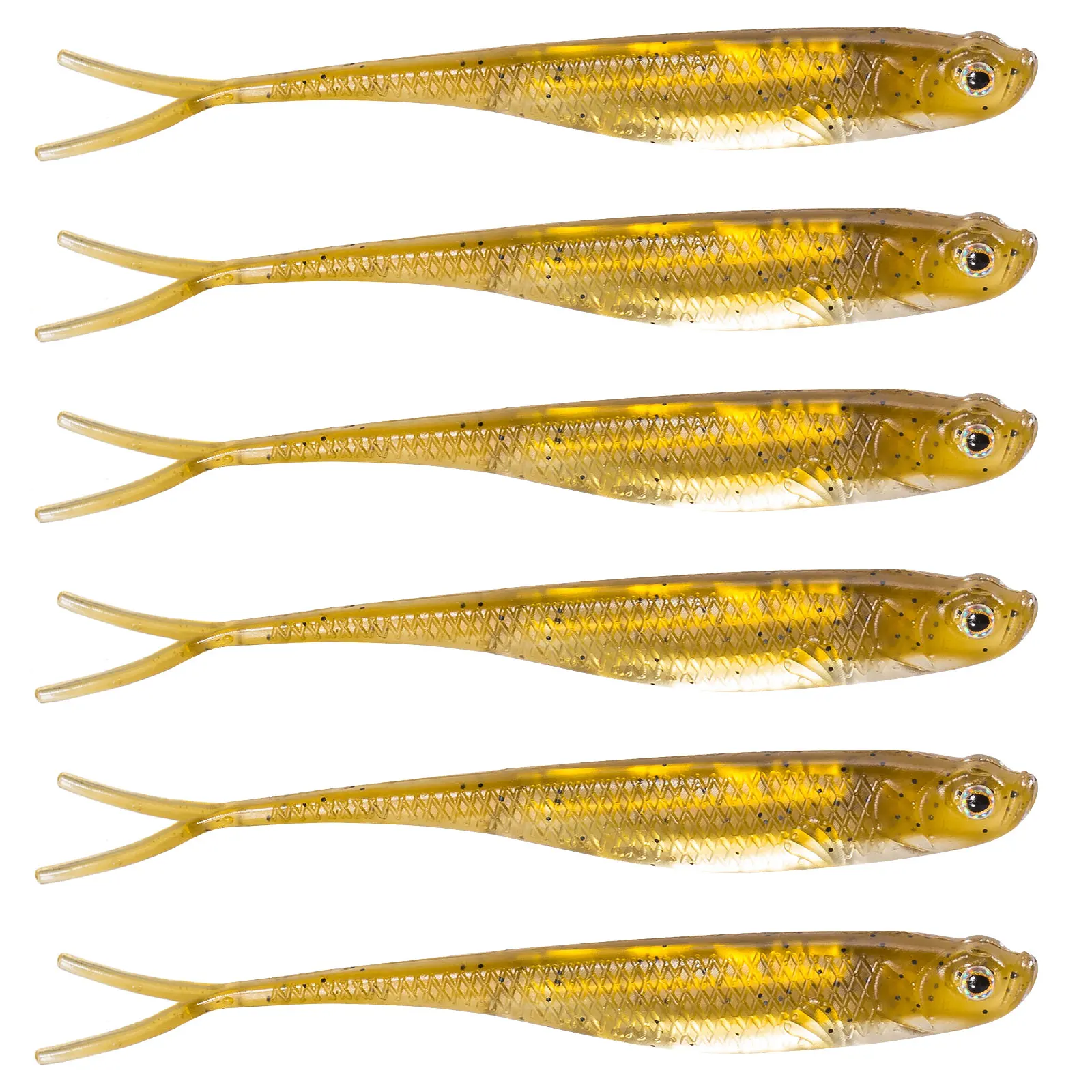 Dr.Fish 5/6pcs Fishing Soft Lure Plastic Saltwater Fork Tail Drop Shot Silicone Soft Bait Worm Bass Trout Pike Walleye Weedless