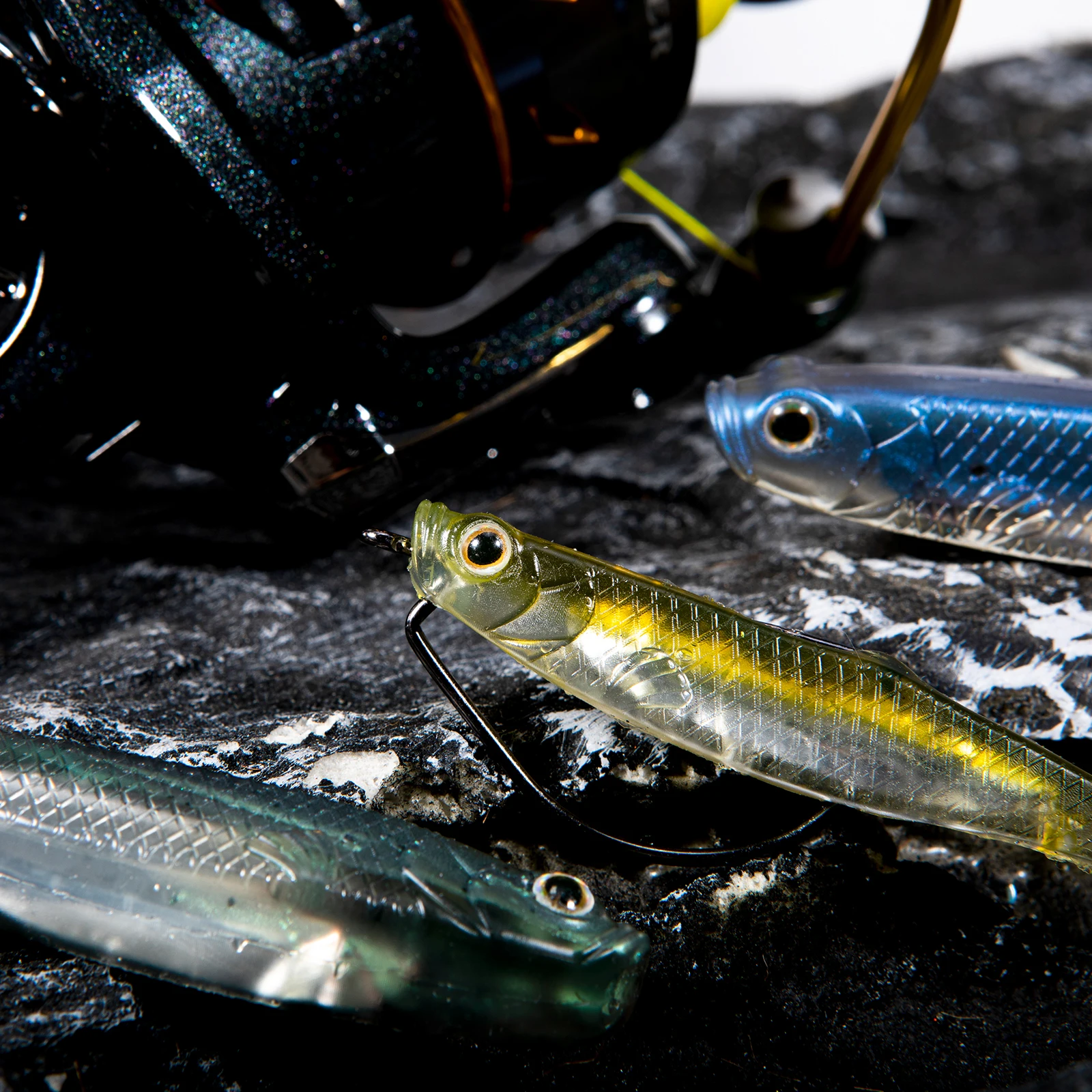 Dr.Fish 5/6pcs Fishing Soft Lure Plastic Saltwater Fork Tail Drop Shot Silicone Soft Bait Worm Bass Trout Pike Walleye Weedless