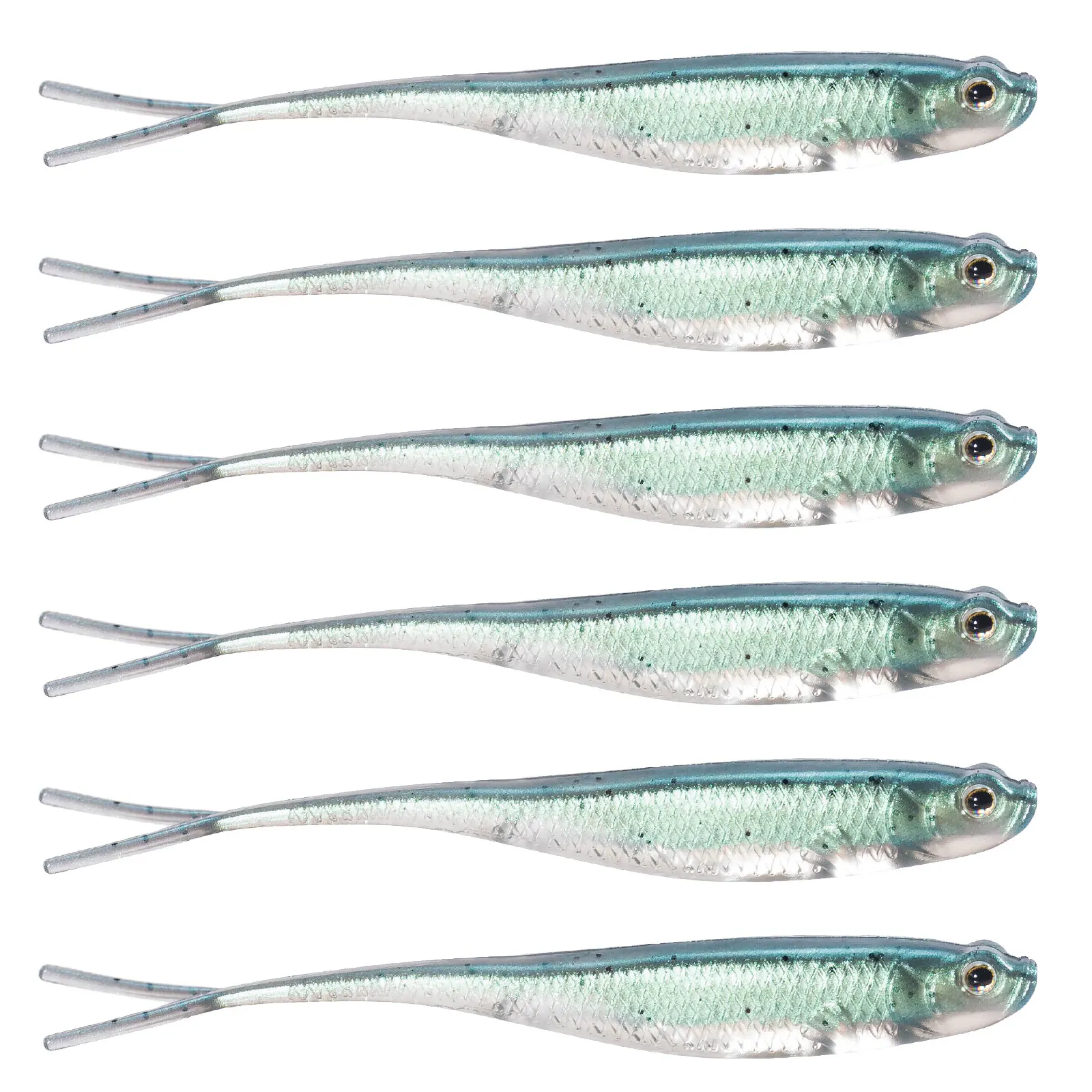 Dr.Fish 5/6pcs Fishing Soft Lure Plastic Saltwater Fork Tail Drop Shot Silicone Soft Bait Worm Bass Trout Pike Walleye Weedless