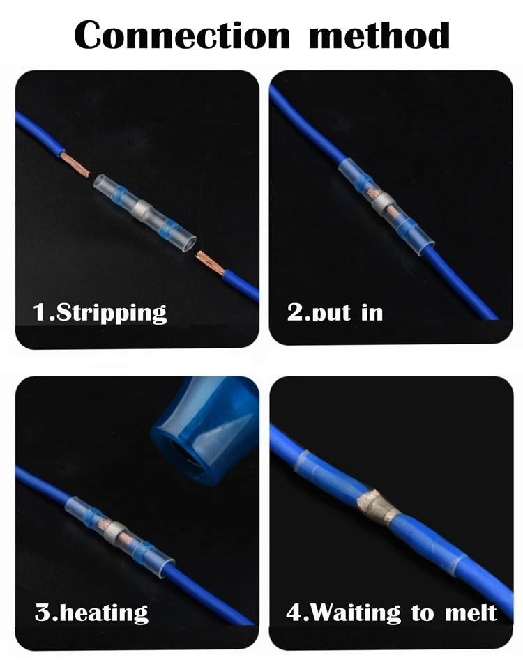 SST Heat Shrinkable Tube Waterproof Solder Ring Wire Connectors 5/10/30/50PCS Awg22-18 Butt Bushing Electrical Splice Terminal