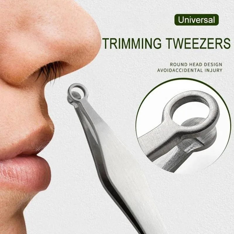 Universal Nose Hair Trimming Tweezers Stainless Steel Eyebrow Nose Hair Scissors Manicure Facial Trimming Makeup Tools