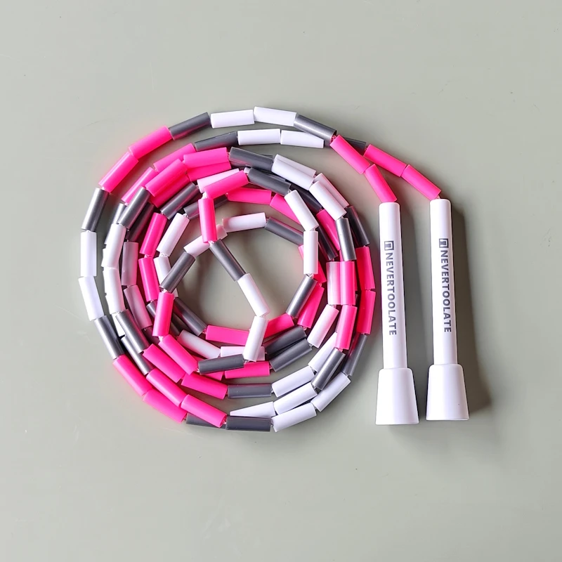 NEVERTOOLATE   128gram PE hard beads freestyle  BEADED JUMP ROPE 4.5mm thick thread core  SKIP SKIPPING  FITNESS  1 INCH