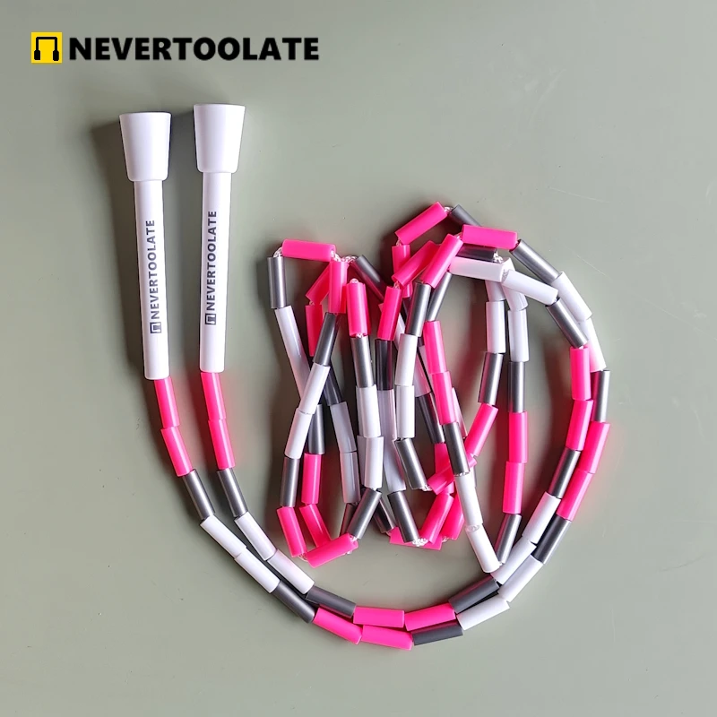 NEVERTOOLATE   128gram PE hard beads freestyle  BEADED JUMP ROPE 4.5mm thick thread core  SKIP SKIPPING  FITNESS  1 INCH
