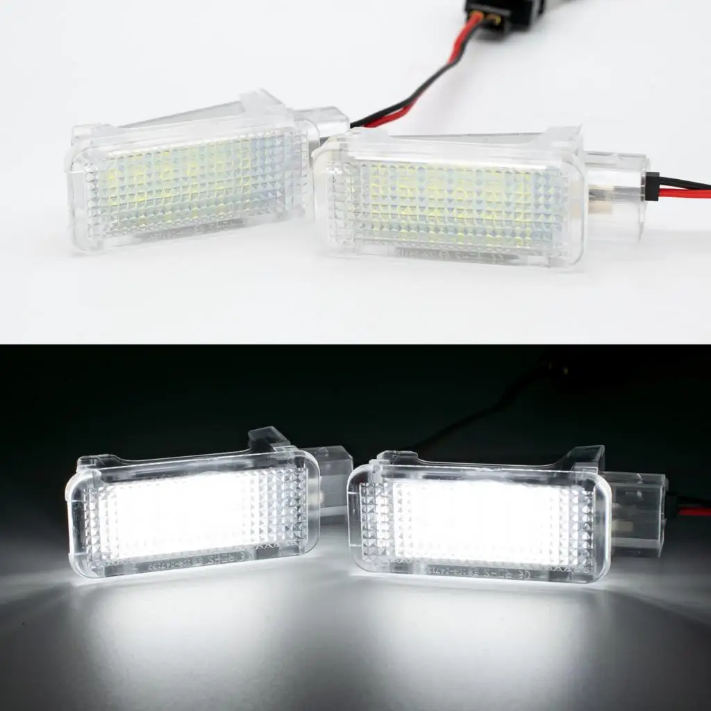 2pcs Xenon White LED Courtesy Under Door Footwell Light Trunk Lamp for Audi A4 A6 VW Touareg Tiguan Passat Skoda Octavia Superb