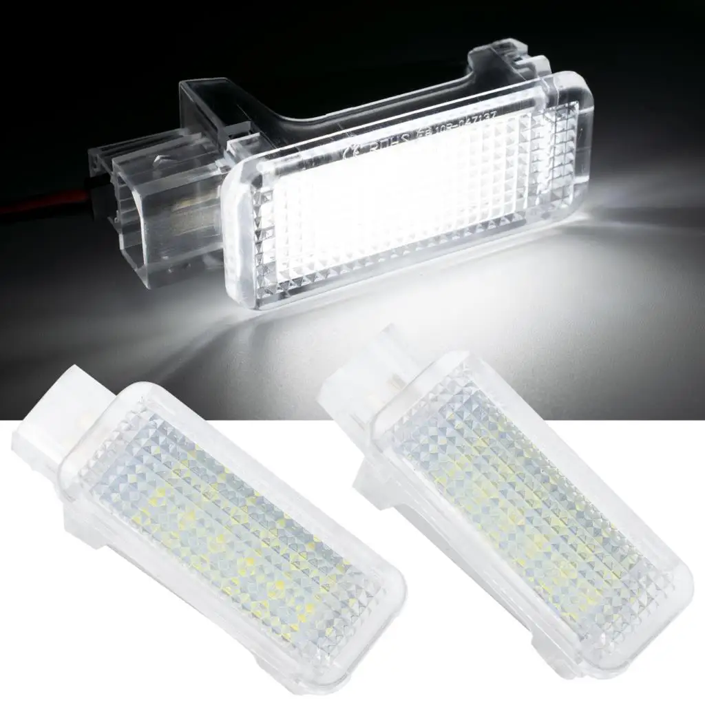 2pcs Xenon White LED Courtesy Under Door Footwell Light Trunk Lamp for Audi A4 A6 VW Touareg Tiguan Passat Skoda Octavia Superb