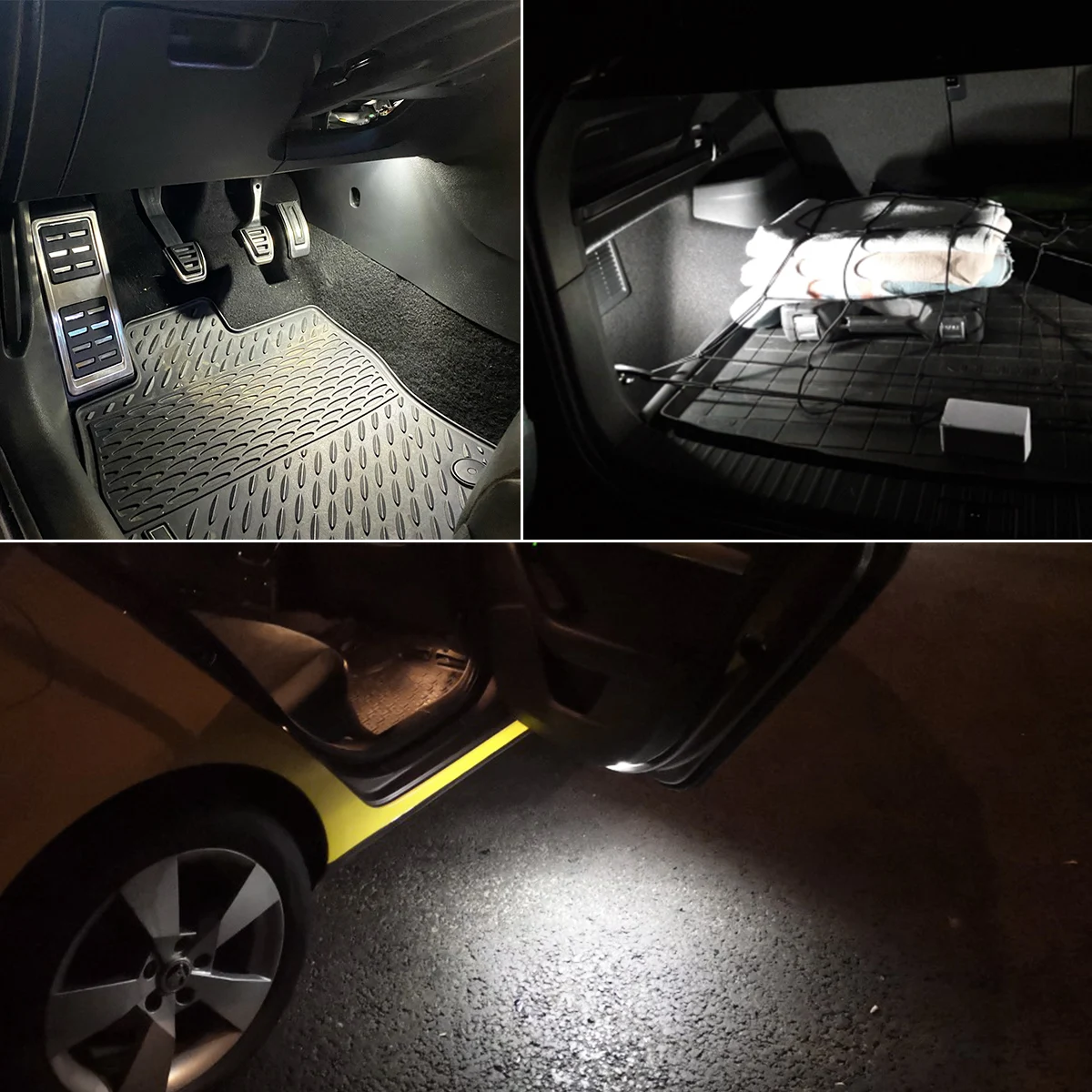 2pcs Xenon White LED Courtesy Under Door Footwell Light Trunk Lamp for Audi A4 A6 VW Touareg Tiguan Passat Skoda Octavia Superb