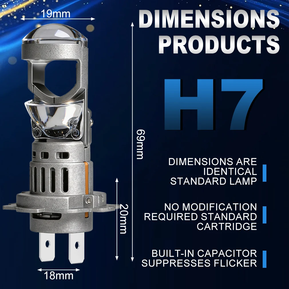 XSTORM H7 LED Projector Lens Headlight Canbus 60000LM 200W H4 LED Lights Bulbs for Car With Fan Turbo Lmaps Motorcycle Headlight