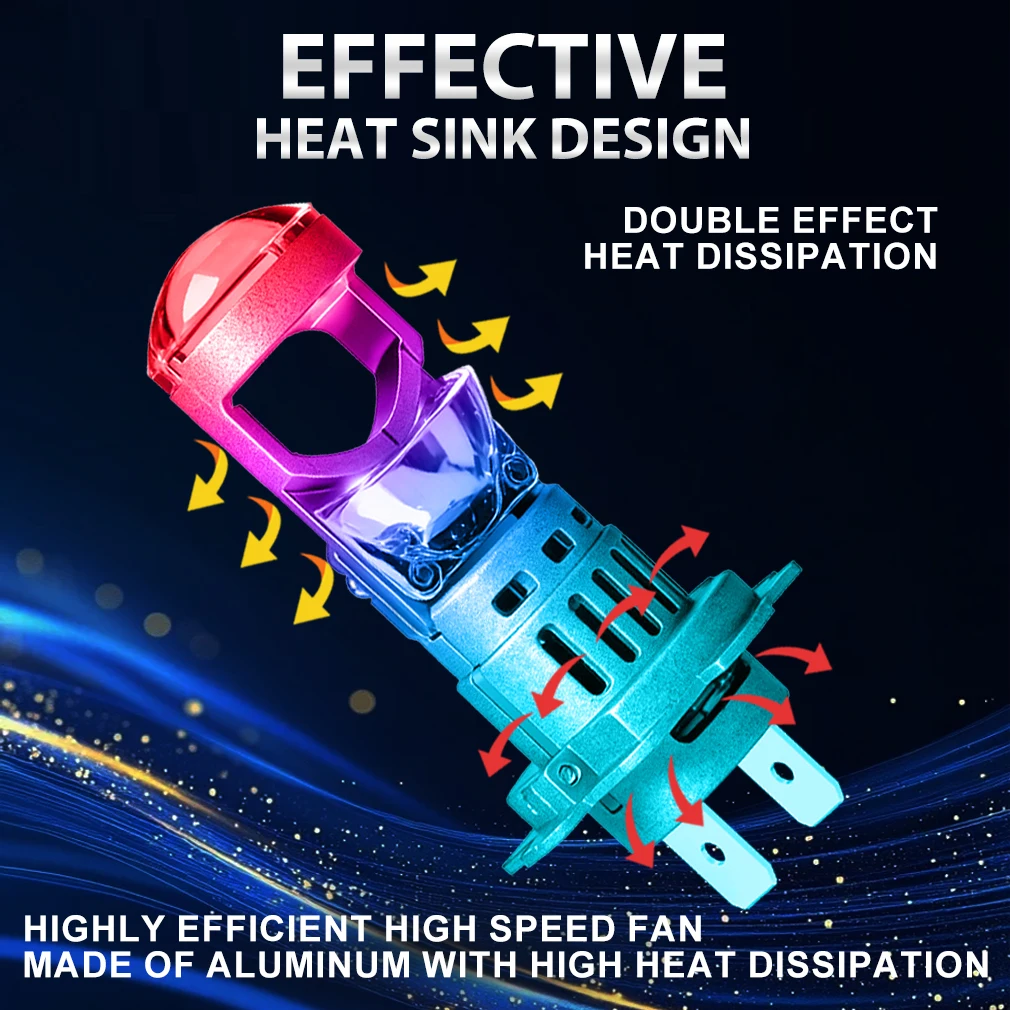 XSTORM H7 LED Projector Lens Headlight Canbus 60000LM 200W H4 LED Lights Bulbs for Car With Fan Turbo Lmaps Motorcycle Headlight