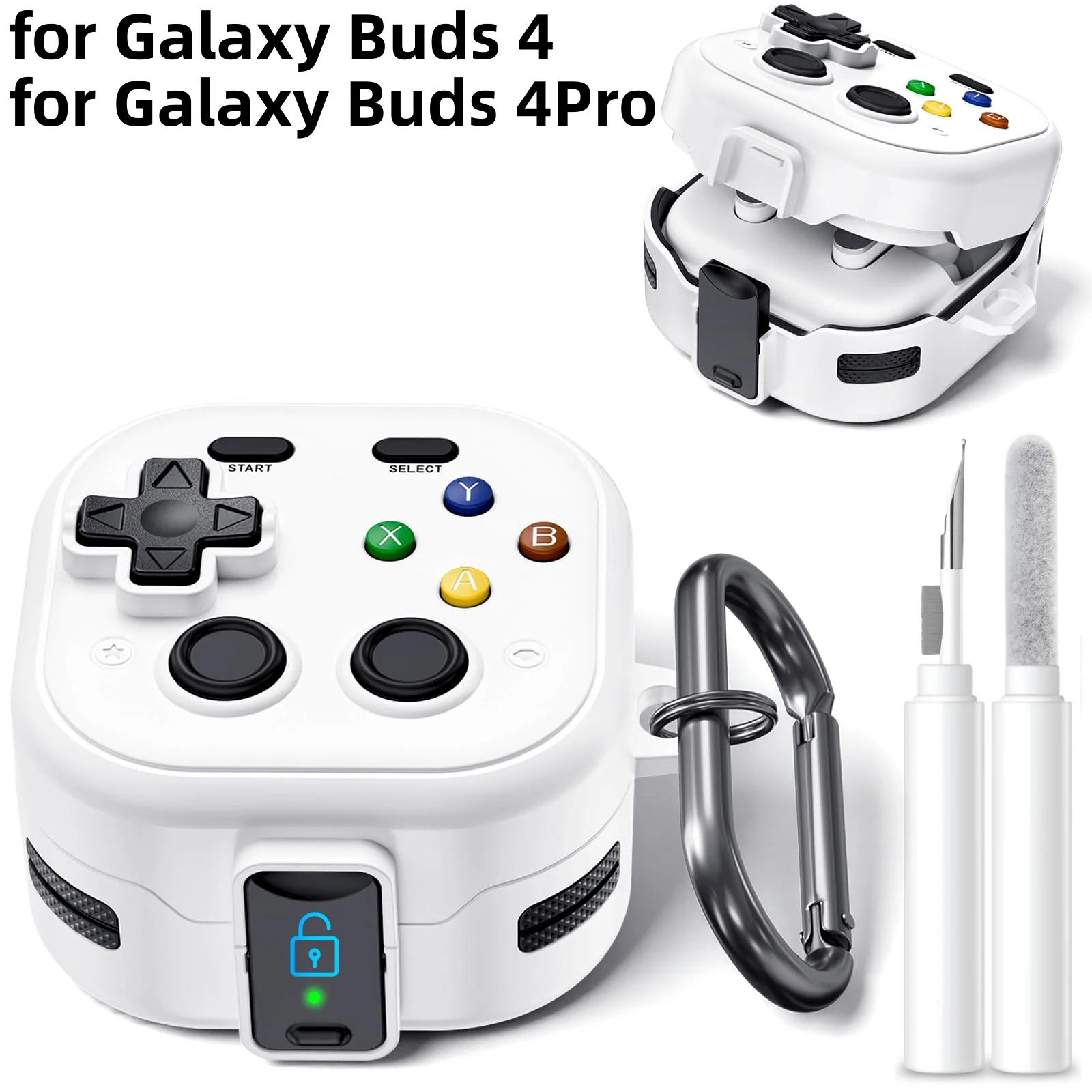 (2026) for Samsung Galaxy Buds 4 Pro / Buds 4 Case Secure Lock Funny Game Design for Samsung Galaxy Buds 4 Pro with Cleaning Kit