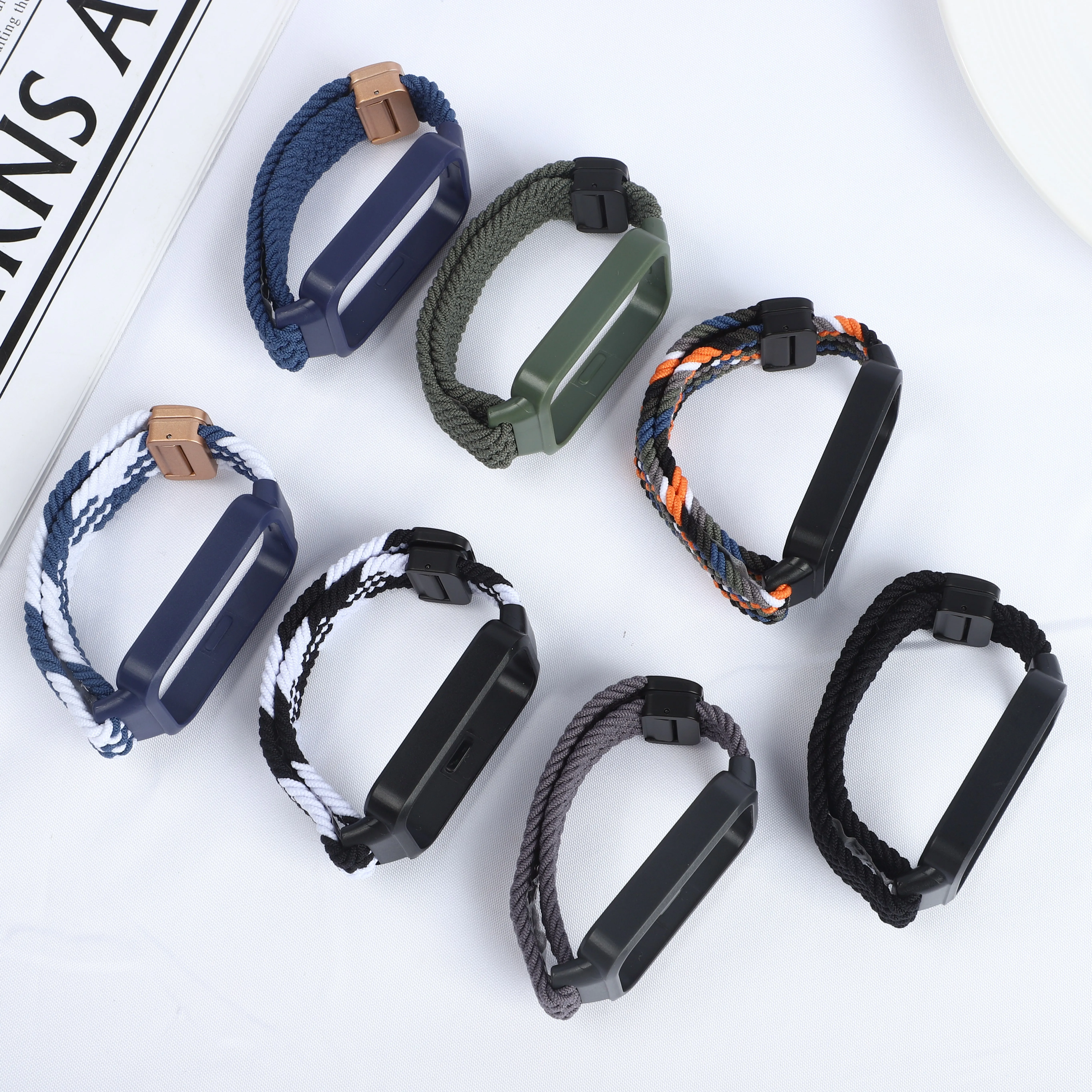 Magnetic Braided Strap+Case for Xiaomi Smart Mi Band 9 8 Active Accessories Sport Nyon Loop Bracelet+Cover Correa Redmi Band 3 2