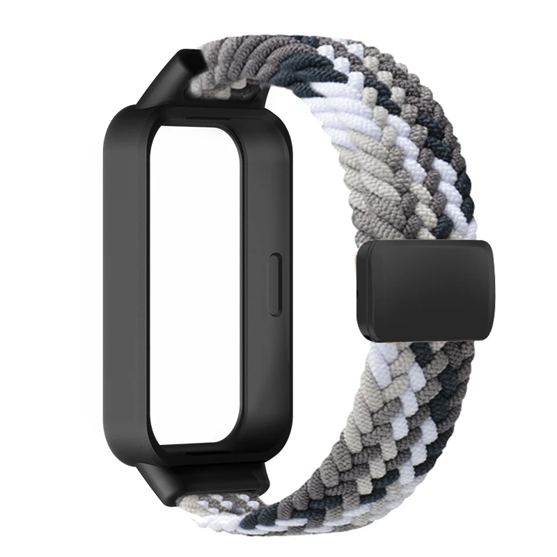 Magnetic Braided Strap+Case for Xiaomi Smart Mi Band 9 8 Active Accessories Sport Nyon Loop Bracelet+Cover Correa Redmi Band 3 2