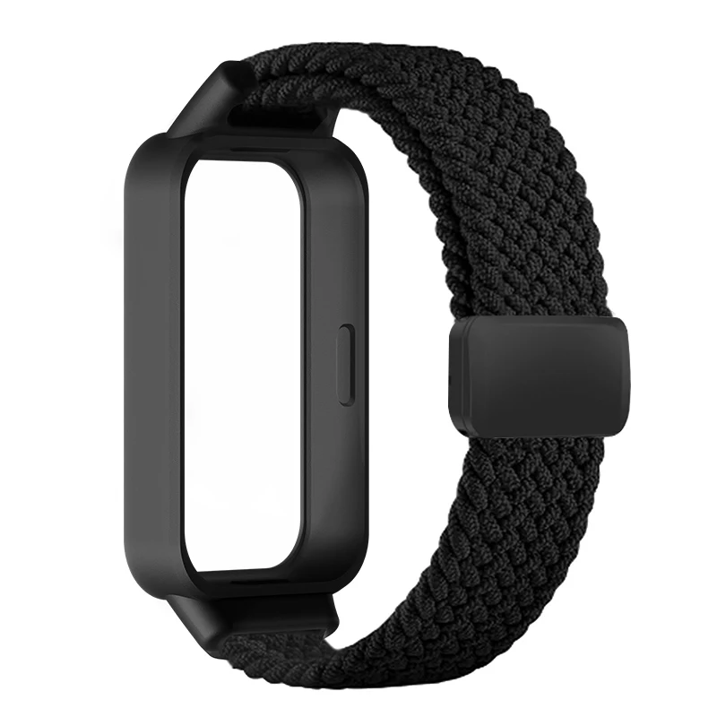 Magnetic Braided Strap+Case for Xiaomi Smart Mi Band 9 8 Active Accessories Sport Nyon Loop Bracelet+Cover Correa Redmi Band 3 2