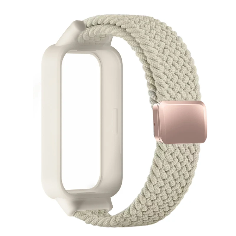 Magnetic Braided Strap+Case for Xiaomi Smart Mi Band 9 8 Active Accessories Sport Nyon Loop Bracelet+Cover Correa Redmi Band 3 2