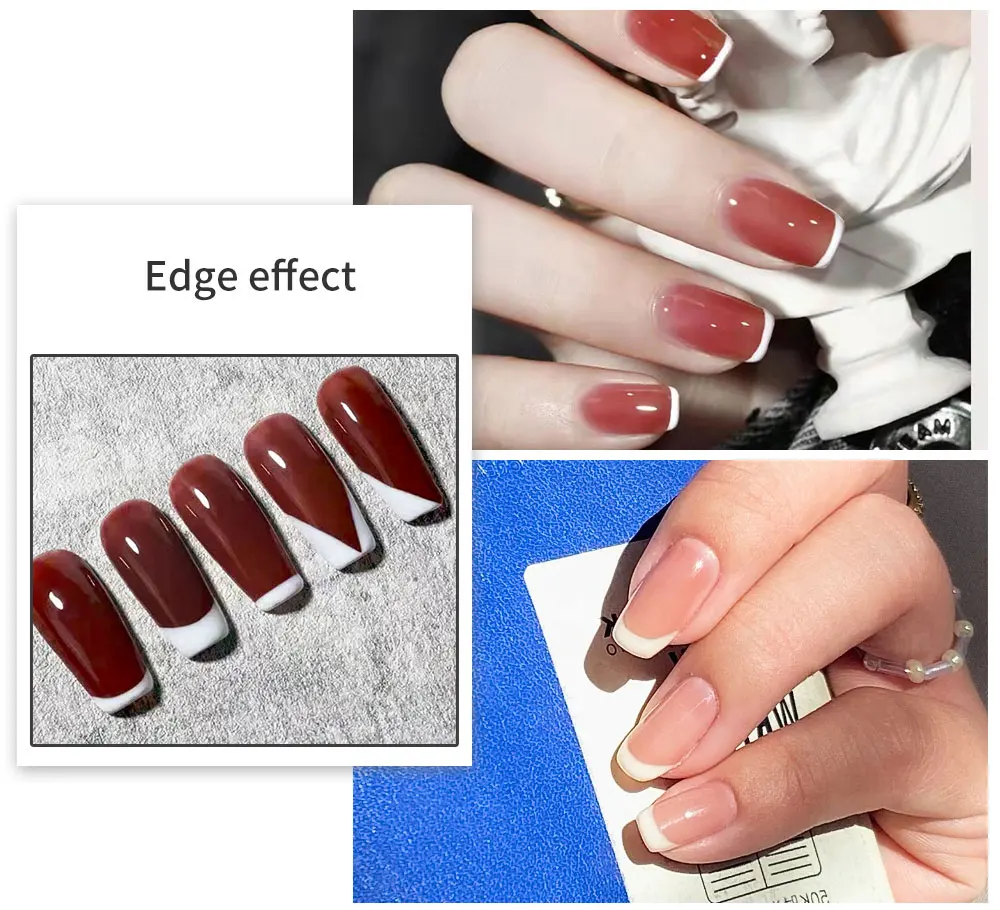 LULAA Square Nail Art Stamps Transparent Silicone French Nail Stamps with Scraper Pattern Board Suitable for DIY at Home