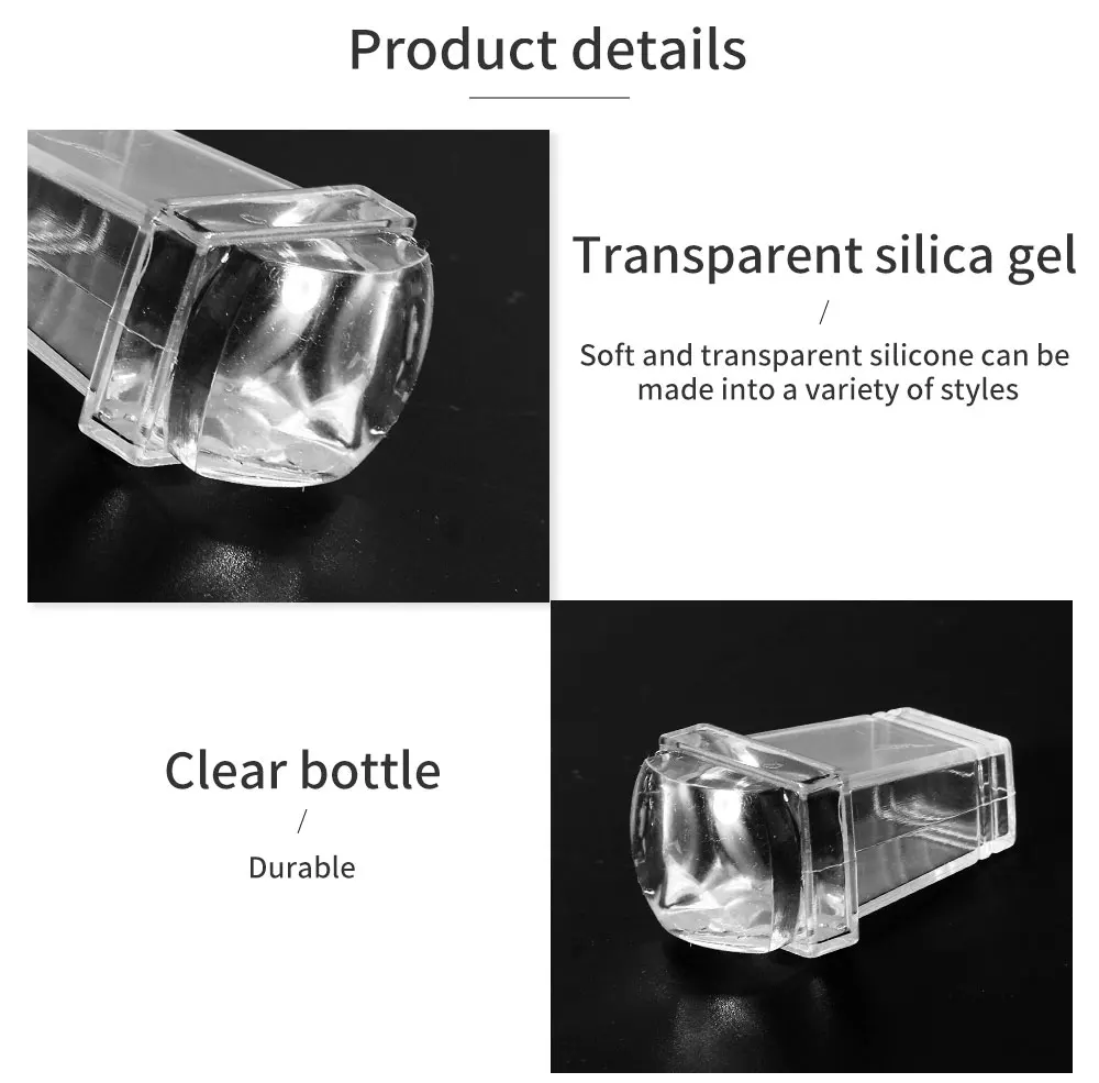 LULAA Square Nail Art Stamps Transparent Silicone French Nail Stamps with Scraper Pattern Board Suitable for DIY at Home