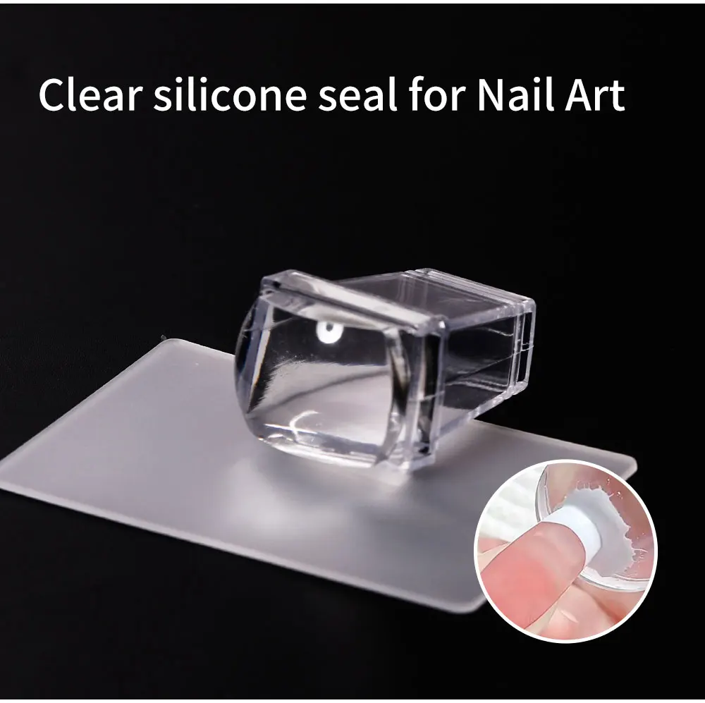 LULAA Square Nail Art Stamps Transparent Silicone French Nail Stamps with Scraper Pattern Board Suitable for DIY at Home