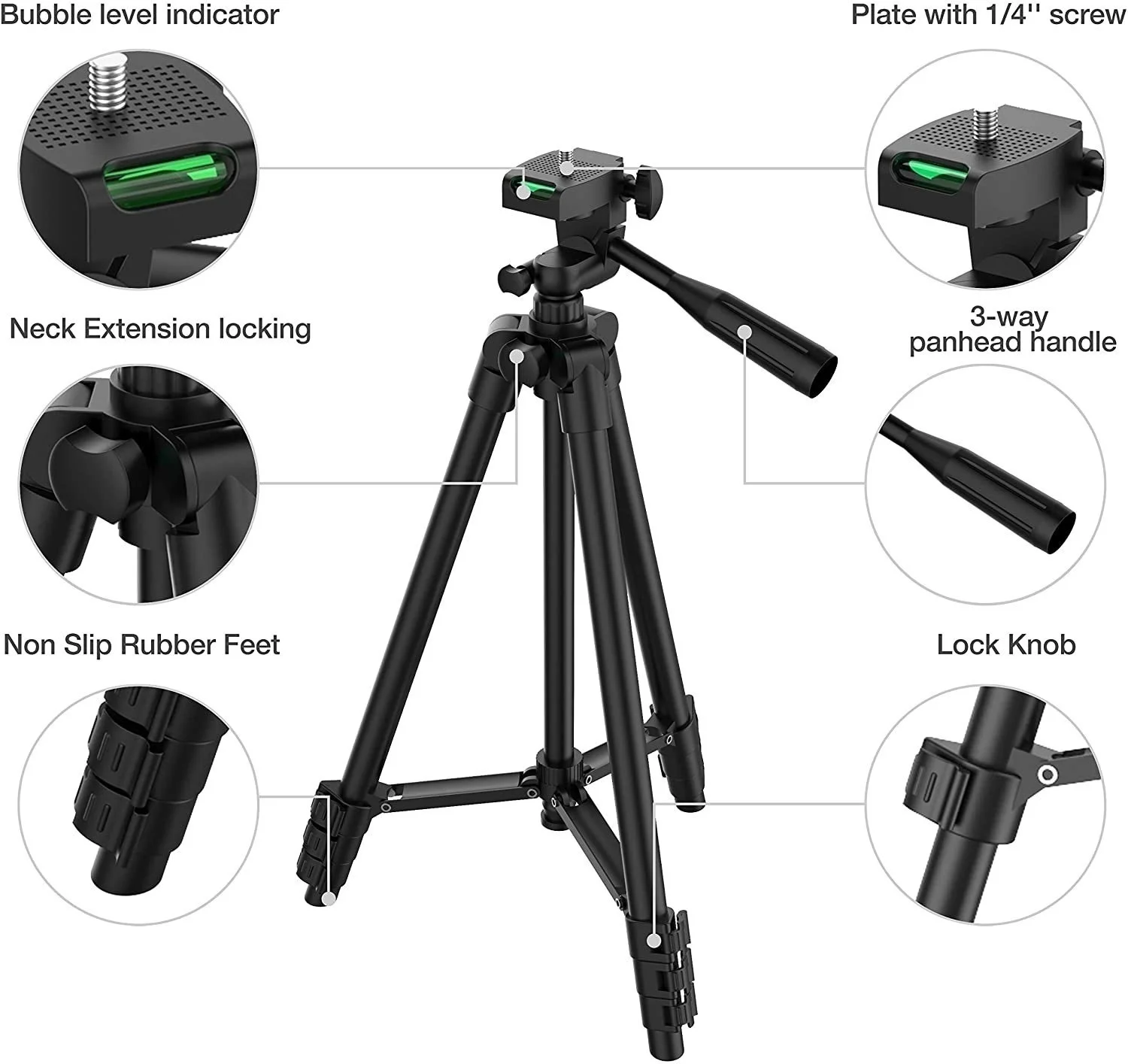 Extendable Phone Tripod Stand Universal Phone Camera Tripod Aluminum Alloy Travel Live Tripods For iPhone Canon Nikon DSLR SLR