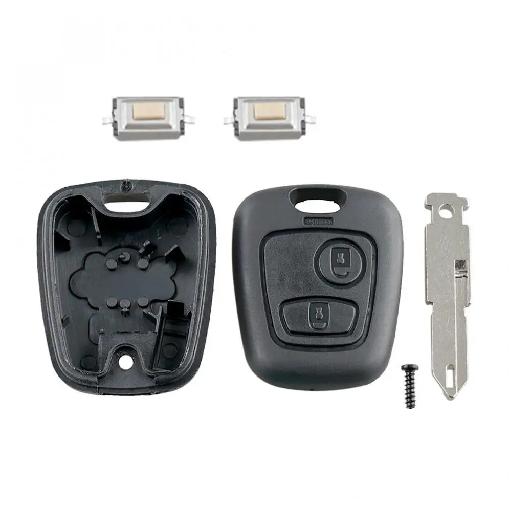 2 Buttons Car Remote Key Shell Car Key Case key replacement with 206 Blade and 2 Micro Switches Fit for Peugeot 106 206 306 406