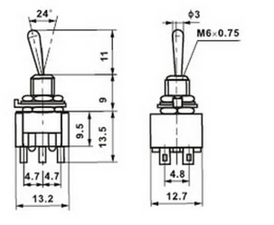5Pcs Toggle Switch ON-ON/ON-OFF-ON 3/6 Pin 2/3 Position Latching MTS-102 103 202 AC 125V/6A 250V/3A Power Button Switch Car