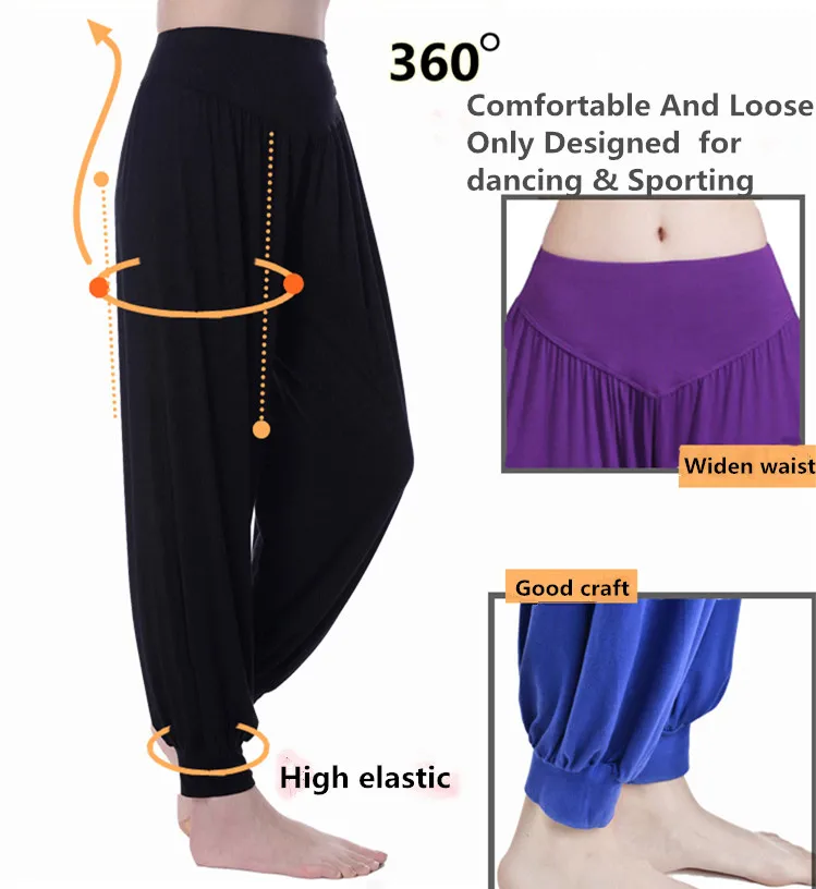 Dance Pants Women's Modal Loose Feet Dancing Wide-Legged Leotards Latin Yoga Practice Long Trousers Soft Modal Home Pants N24