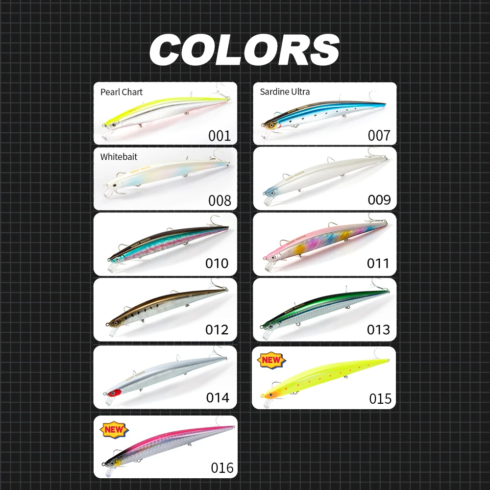 Hunthouse Tide Minnow Flyer Fishing Lure 175mm 31g Long Casting Sinking Hard Bait Pesca Jerkbaits Seabass Pike Tackle
