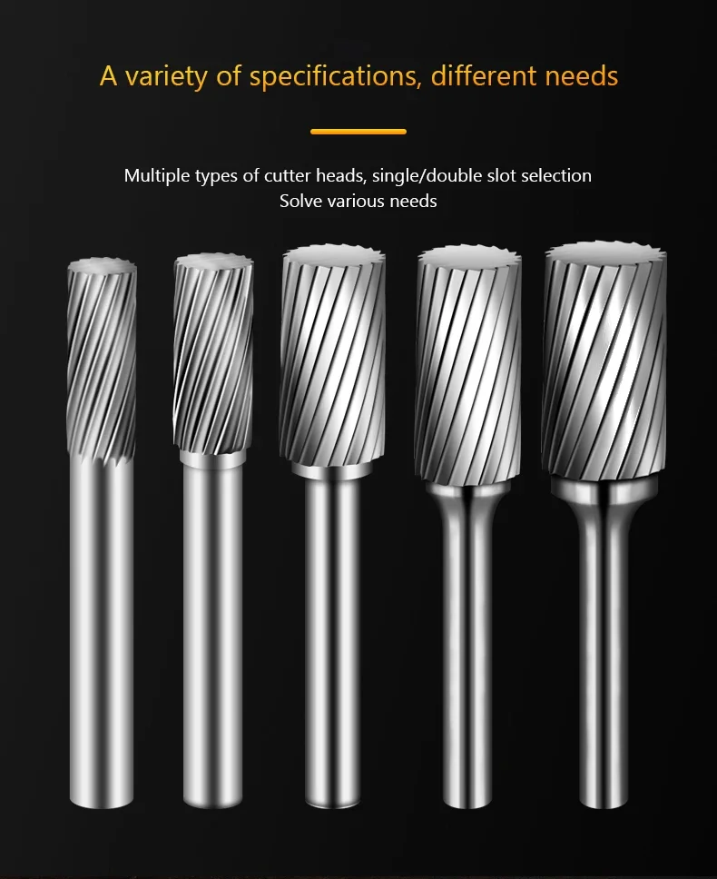 Tungsten steel grinder carbide rotary file cylindrical ball end milling cutter metal grinding engraving single and double groove
