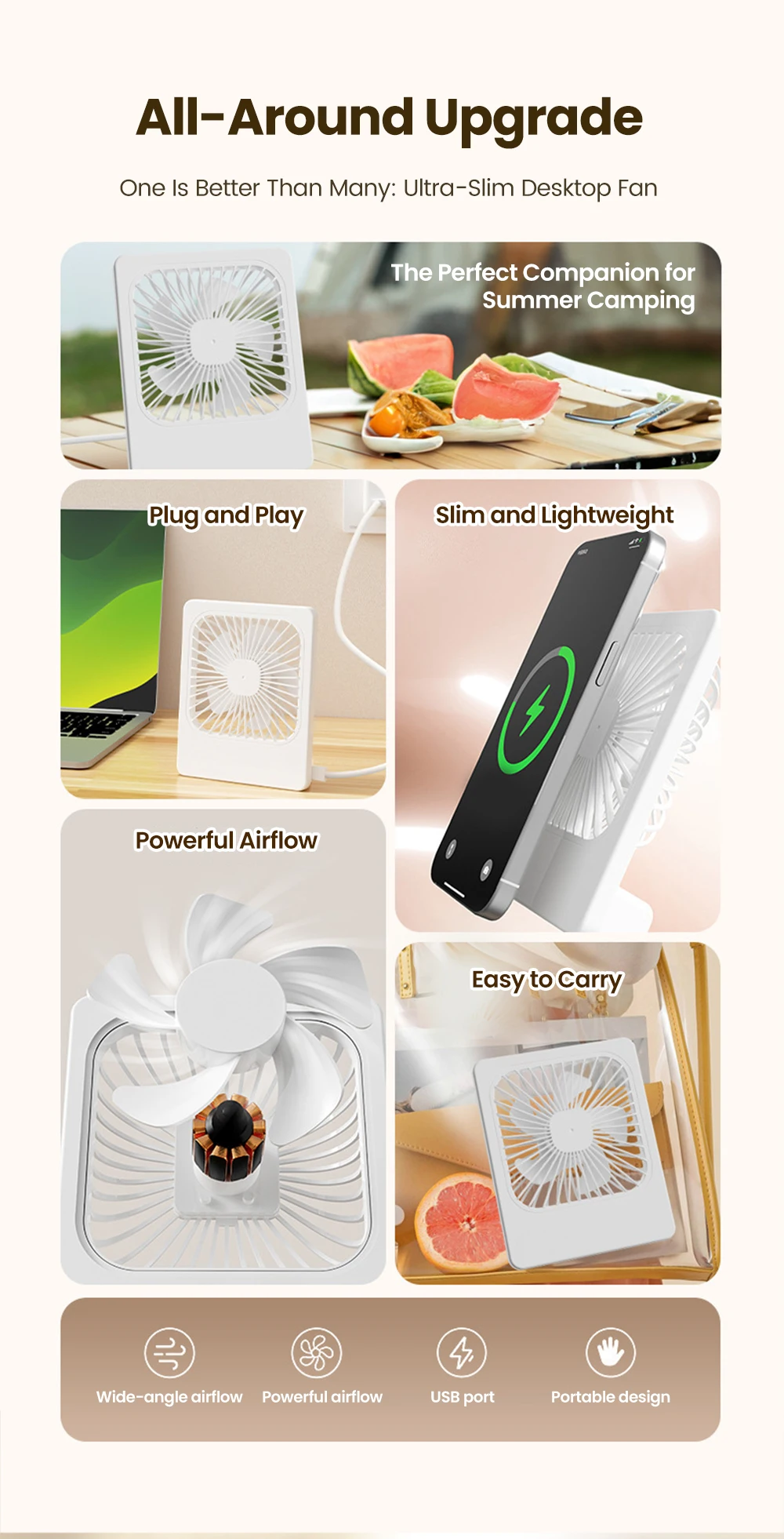 Mini USB Desktop Fan Portable Fan Desktop Office USB Quiet Cooling Fans Suitable For Student Dormitory Summer Home Office