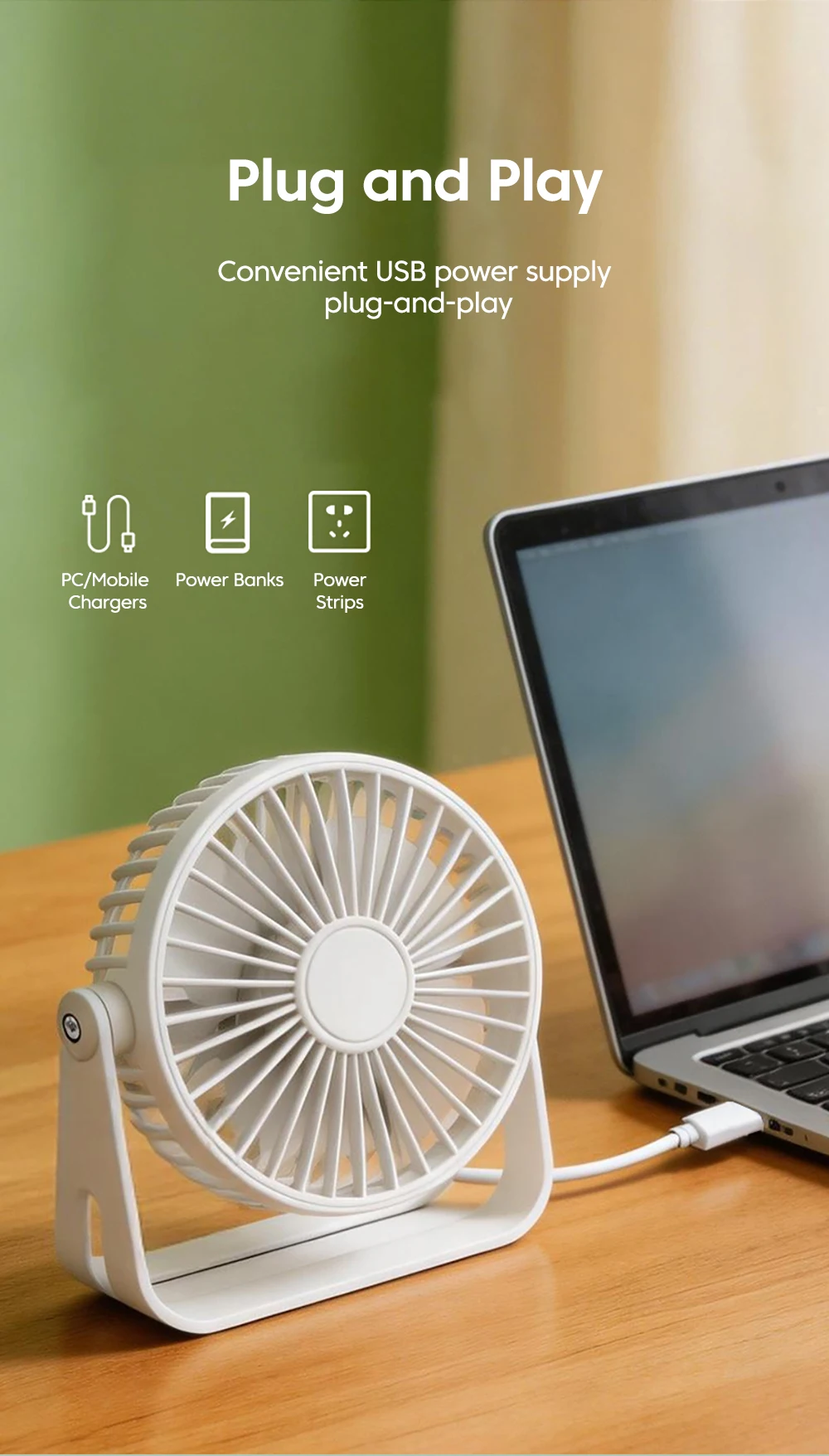 Mini USB Desktop Fan Portable Fan Desktop Office USB Quiet Cooling Fans Suitable For Student Dormitory Summer Home Office