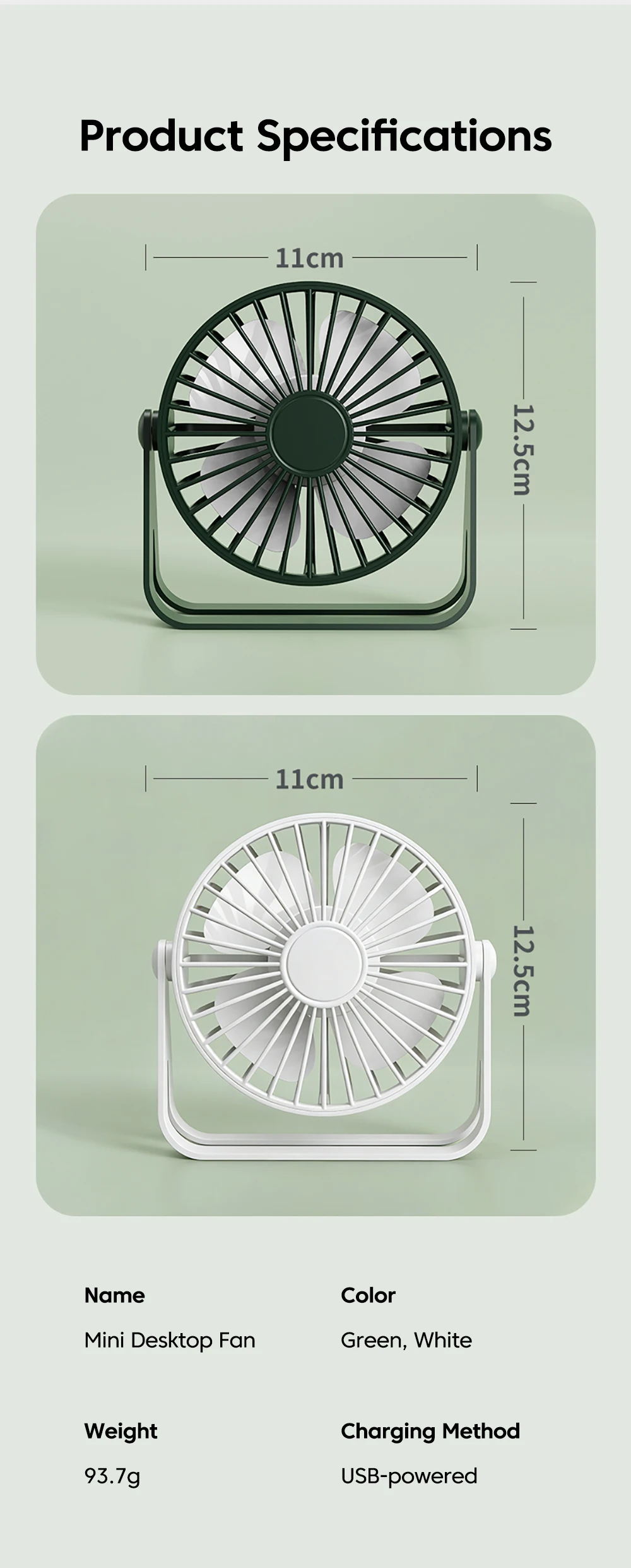 Mini USB Desktop Fan Portable Fan Desktop Office USB Quiet Cooling Fans Suitable For Student Dormitory Summer Home Office
