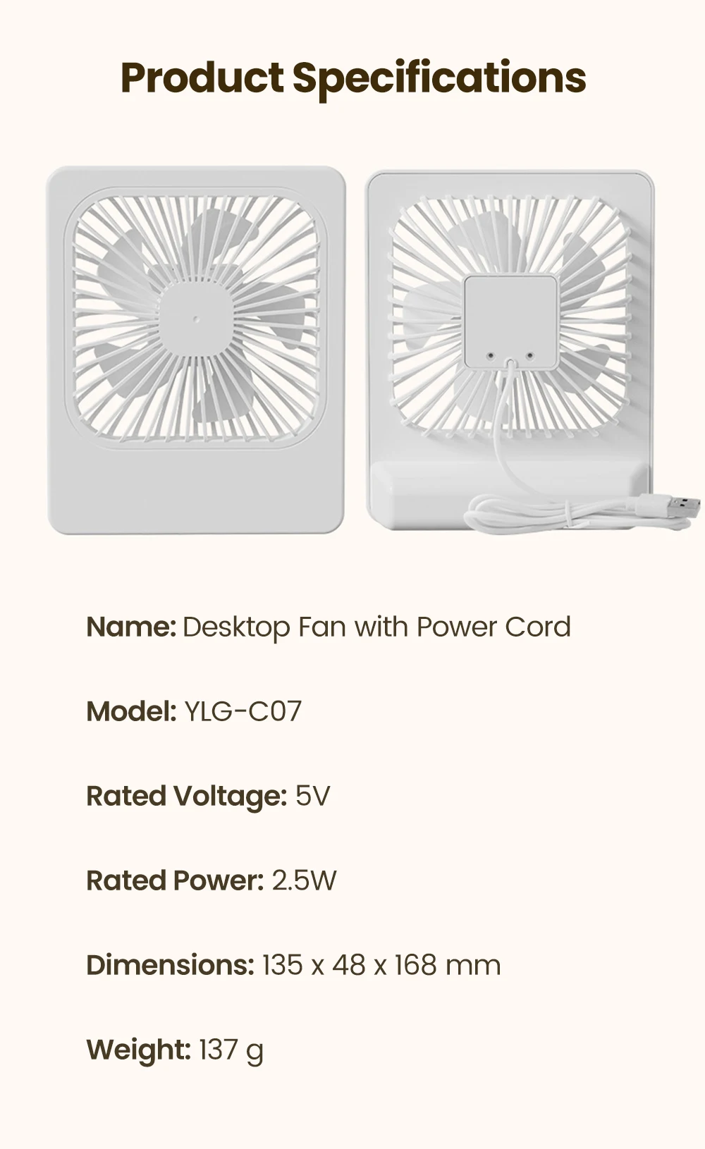 Mini USB Desktop Fan Portable Fan Desktop Office USB Quiet Cooling Fans Suitable For Student Dormitory Summer Home Office