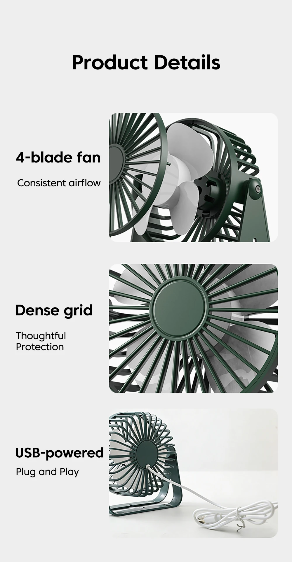 Mini USB Desktop Fan Portable Fan Desktop Office USB Quiet Cooling Fans Suitable For Student Dormitory Summer Home Office