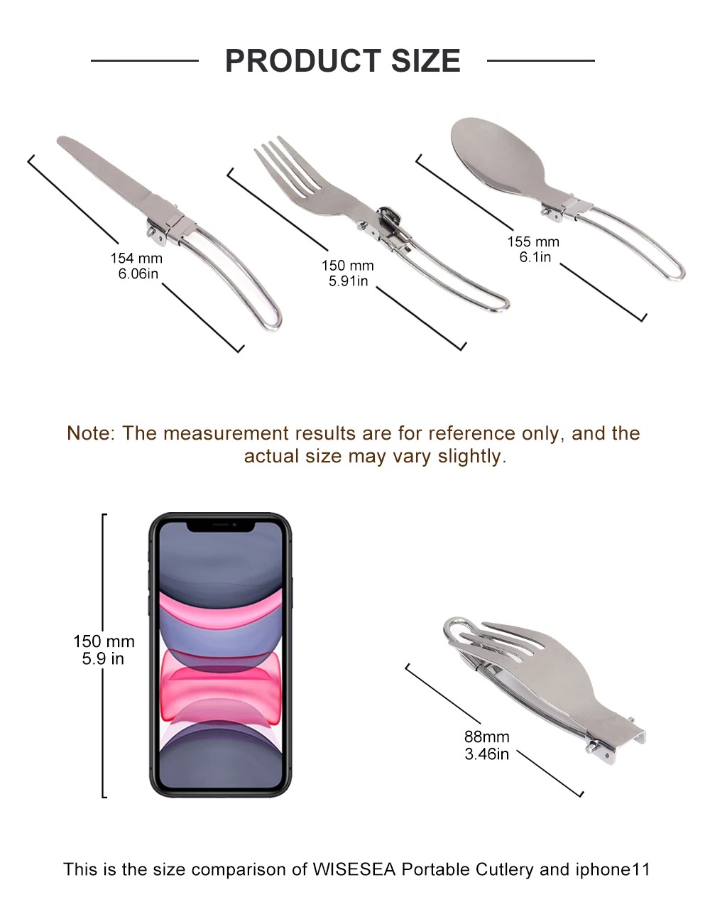 3 pcs 1 Set Portable Outdoor Camping Travel Picnic Foldable Stainless Steel Cutlery Set Spoon Fork Knife Tableware